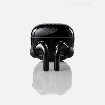 Pure Black Earbuds with Deep Bass, Quad Mic & 48H Playback