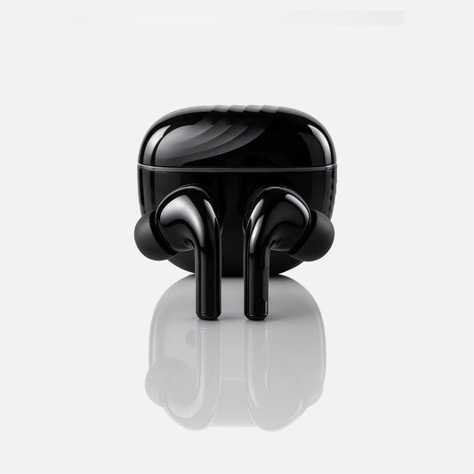 Pure Black Earbuds with Deep Bass, Quad Mic & 48H Playback