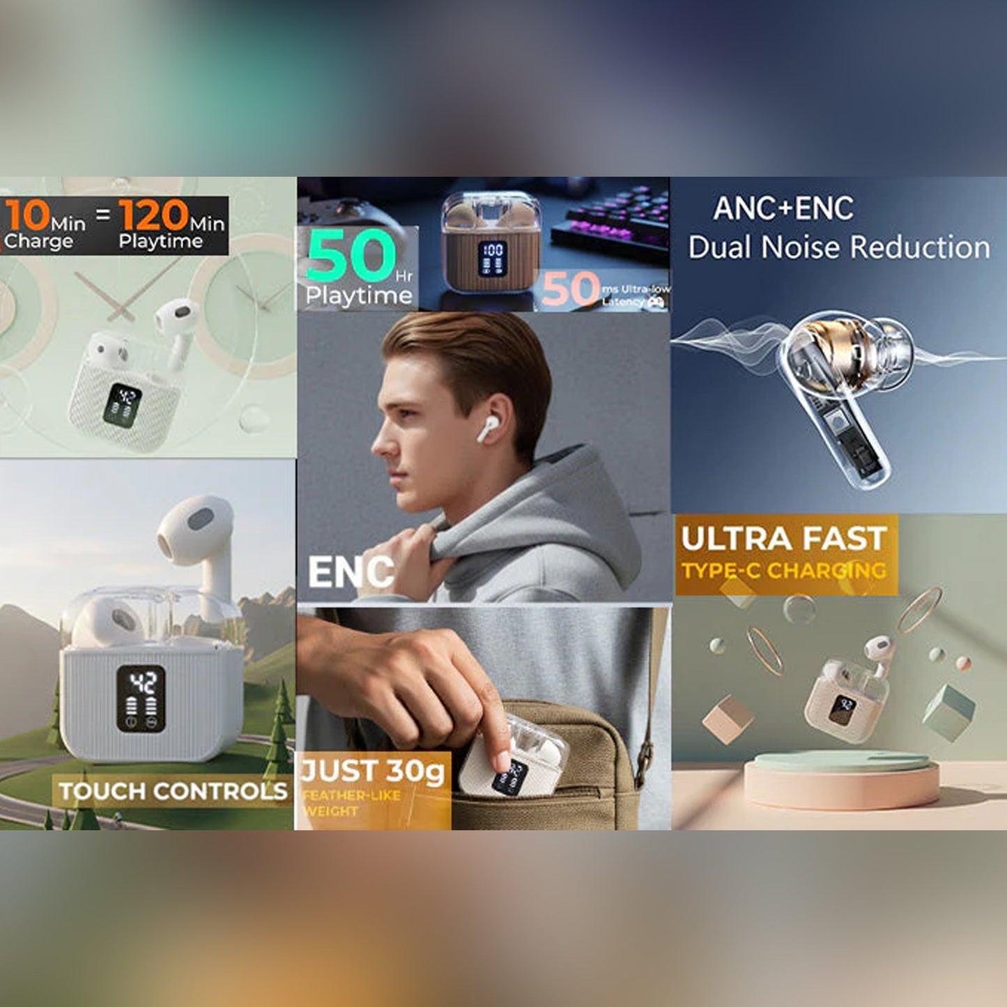 U7 Ultra Stereo Wireless Earbuds with Crystal Clear Audio