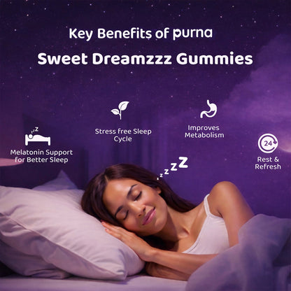 Purna Melatonin Gummies – Wild Berry Flavor | Better Sleep & Relaxation | 30 Vegan Gummies-UP