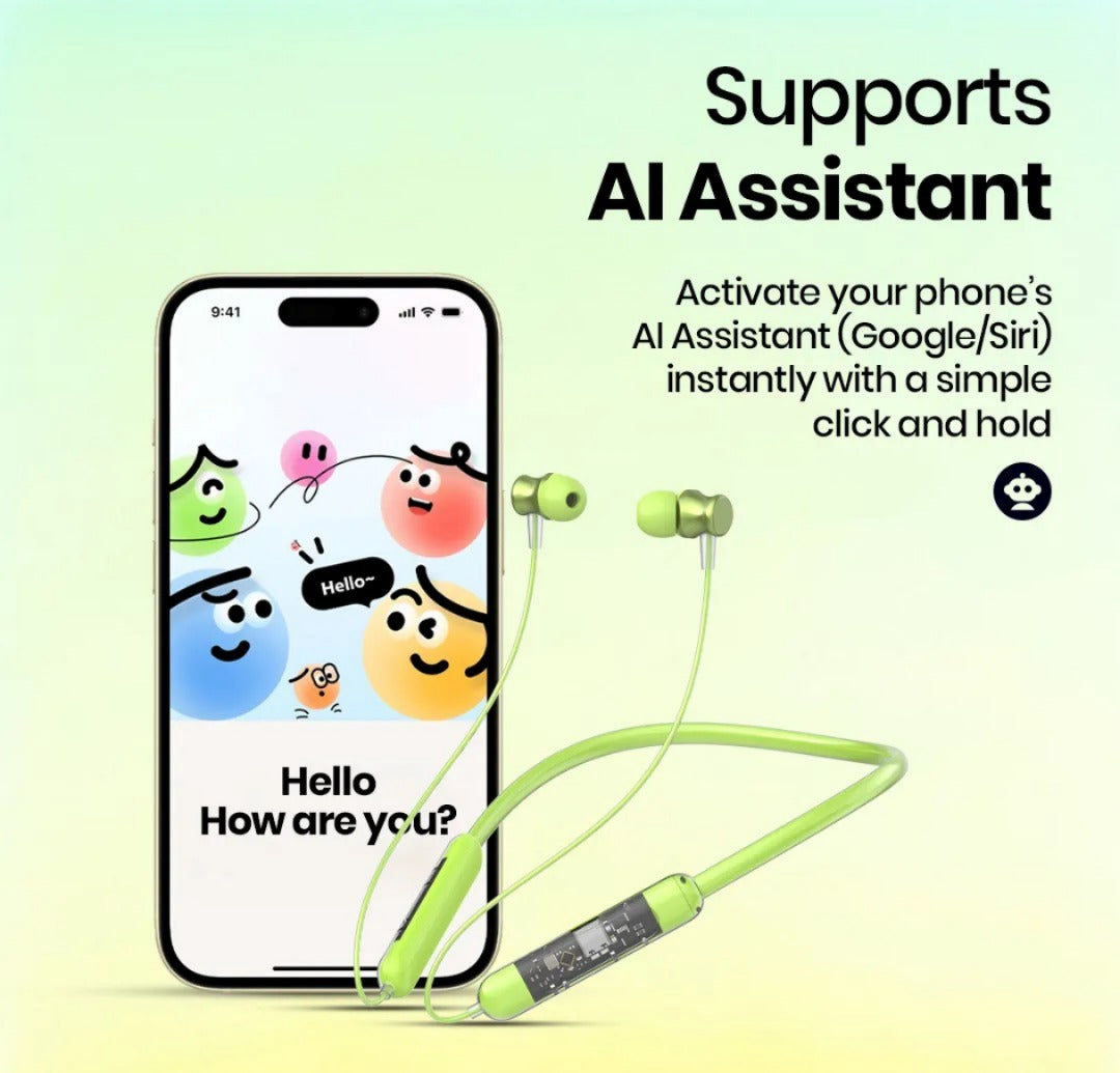 Transparent Bluetooth Neckband  | 72H Battery Life |HD Voice | Deep Bass