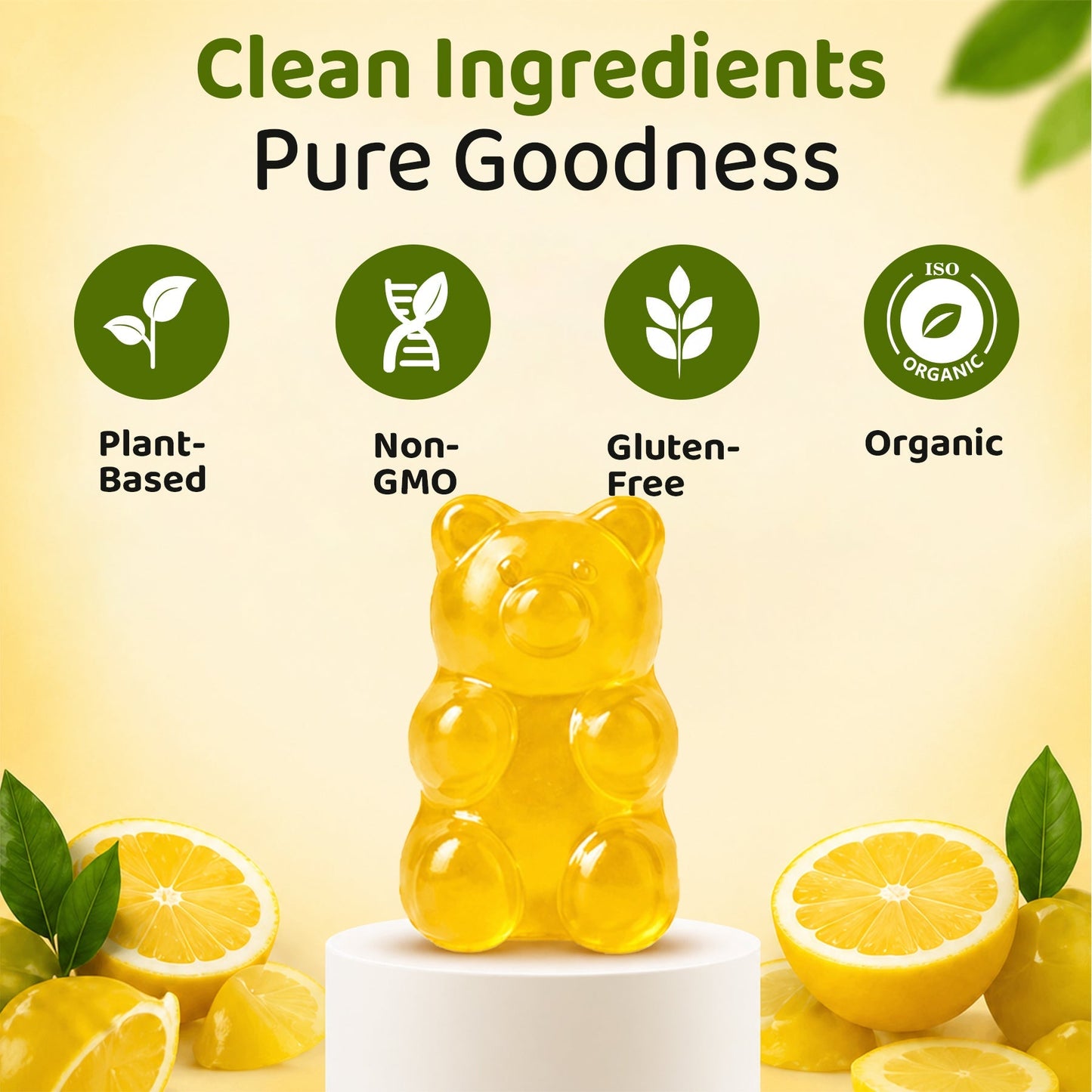 Purna Vitamin C Gummies – Lemon Flavor | Vitamin C, D3 & Zinc for Skin & Immunity | 30 Vegan Gummies-UP