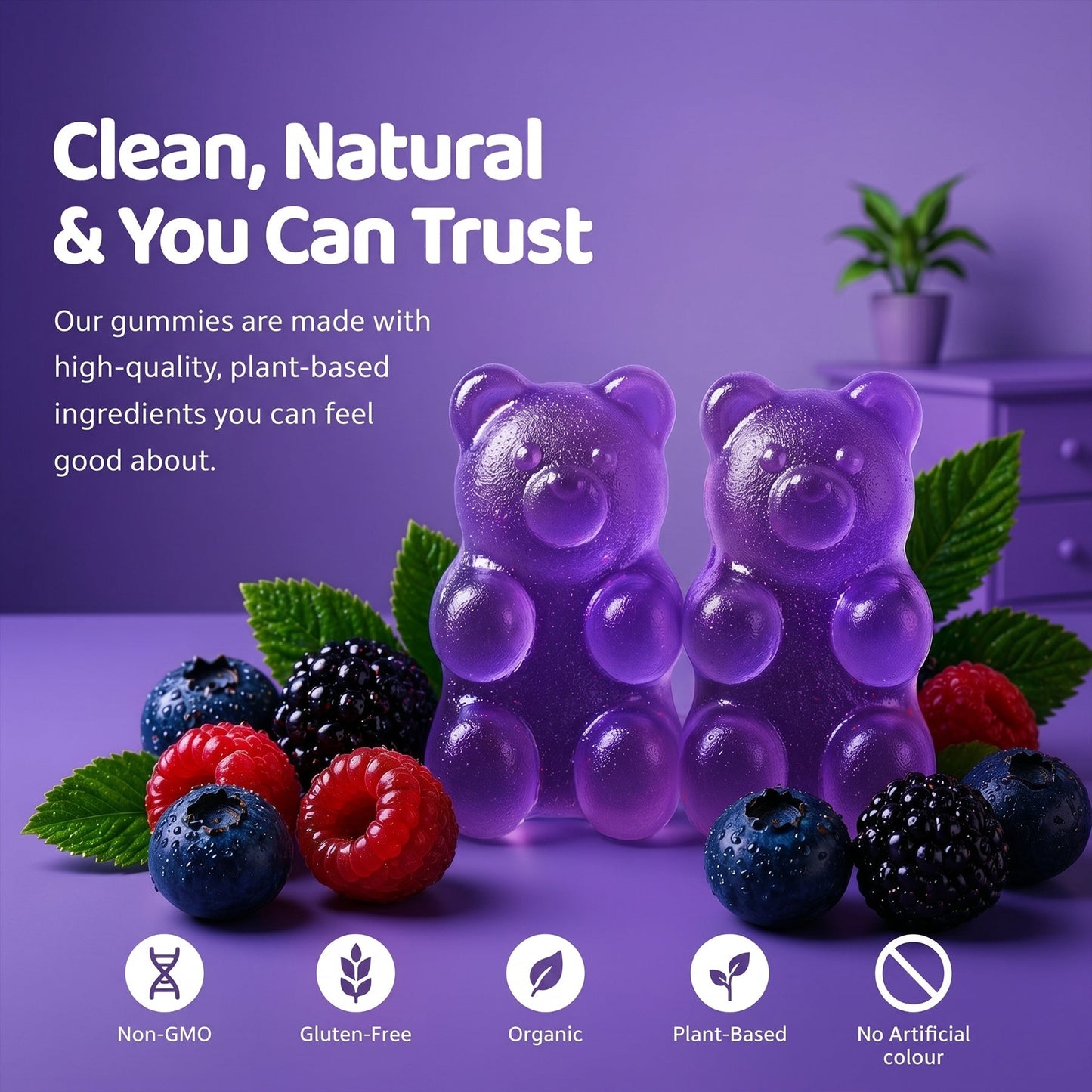 Purna Melatonin Gummies – Wild Berry Flavor | Better Sleep & Relaxation | 30 Vegan Gummies-UP