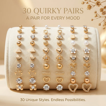Desert Luxe Collection – 30 Quirky Pairs Stud & Hoop Earring Set - PTM