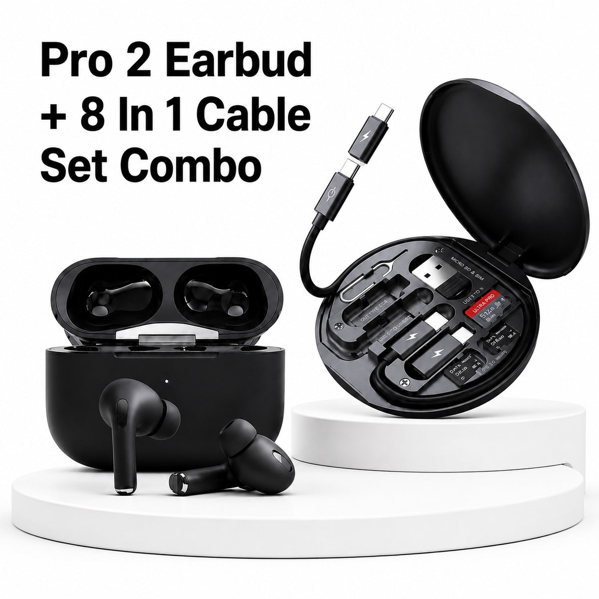 Pro 2 Wireless Bluetooth Earbuds with Deep Bass & Smart Touch Control-PTMS