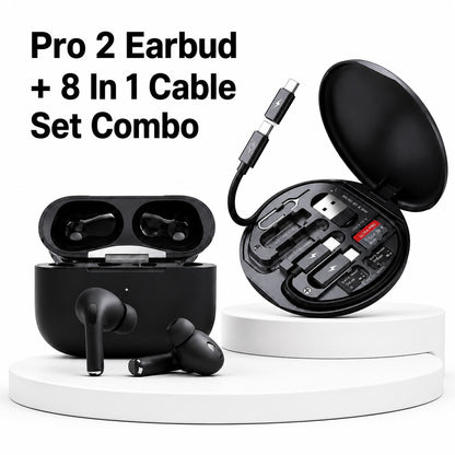 Pro 2 Wireless Bluetooth Earbuds with Deep Bass & Smart Touch Control-PTMS