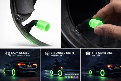 Tyre Valve Caps Luminous Glow Car Tire Valve Cap Covers vaal cap (4 Pcs Set)
