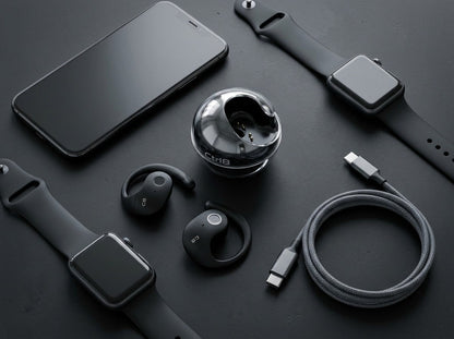 CTRL8 T2 over-the-ear earbuds with UNBLOQ technology and compact charging case in black