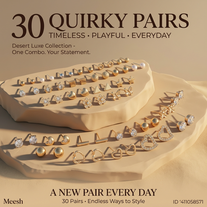 Desert Luxe Collection – 30 Quirky Pairs Stud & Hoop Earring Set - PTM