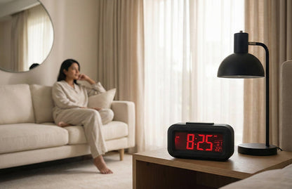 Digital Alarm Clock Battery Operated Only, 4pcs AA Batteries Keep Cordless Clock Running More Than 1 Year, 4" Red LED Jumbo Display, for Bedroom, Kids, Travel, Bedside, Shelf